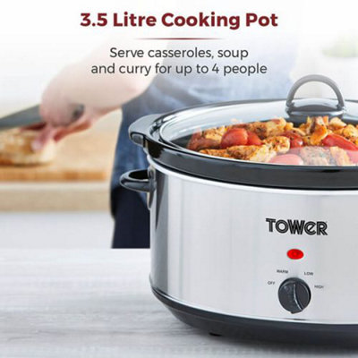Tower 3.5 Litre Stainless Steel Slow Cooker
