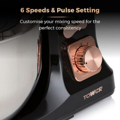 Tower 3-in-1 Stand Mixer with 6 Speeds and Pulse Setting, 1000 w, Rose Gold, T 12033 rg