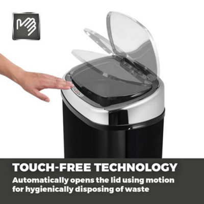 Tower 58L Sensor Bin - Black & Chrome - 3