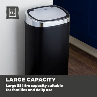 Tower 58L Sensor Bin - Black & Chrome - 5
