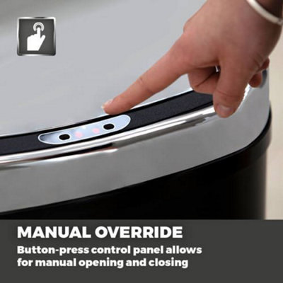 Tower 58L Sensor Bin - Black & Chrome - 6