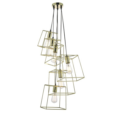 Tower 6 Light Cluster Pendant Polished Gold