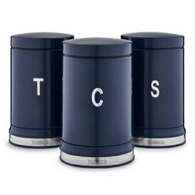 Tower Belle Set of 3 Canisters Midnight Blue