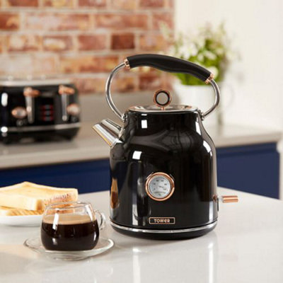 Tower Bottega Stainless Steel 1.7 Litre Kettle Rose Gold Black