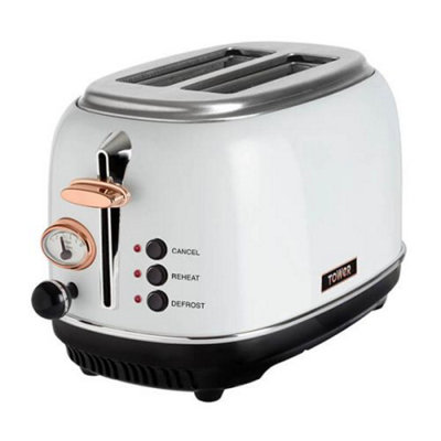 Tower Bottega Stainless Steel 2 Slice Toaster White