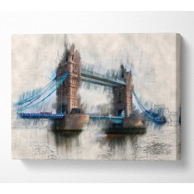 Tower Bridge Watercolour Canvas Print Wall Art - Medium 20 x 32 Inches