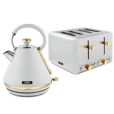 Tower kettle outlet and toaster set