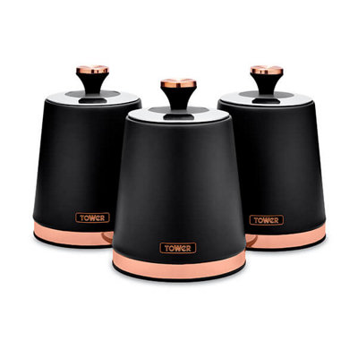 Tower Cavaletto Set of 3 Canisters Black