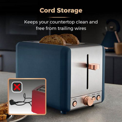 Whall 2 Slice Stainless Steel with Rose Gold Accents 850W 6 Shade Toaster