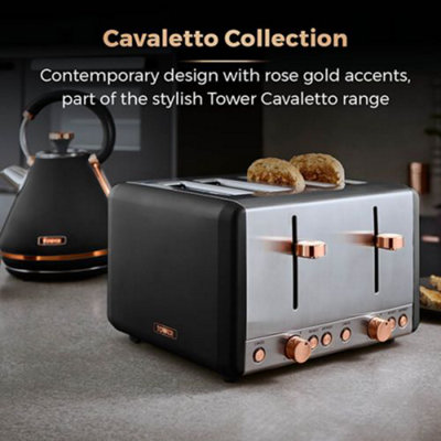 Tower Cavaletto Toaster 4 Slice Black