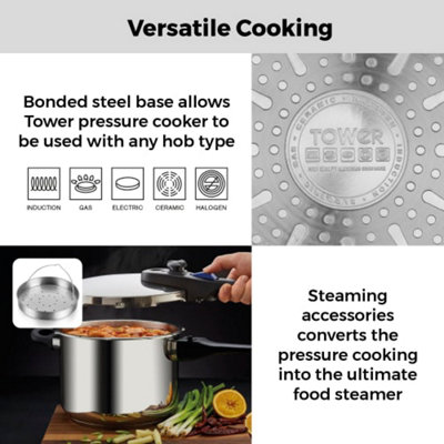 Tower Express 6 Litre Pressure Cooker Stainless Steel DIY at B Q