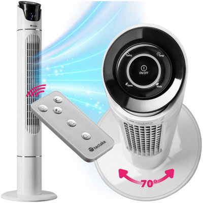 Tower Fan - oscillating, 3 modes and speed levels, including remote control - white