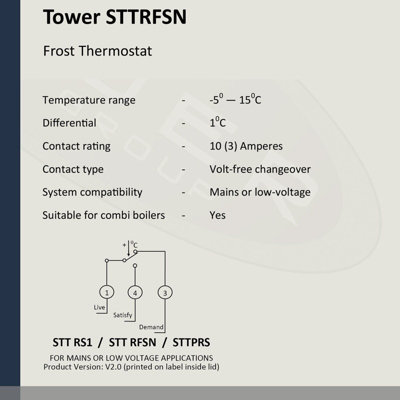 Tower Frost Protection Thermostat Combi Boiler Heating Control Dial STTRFSN STAT - 6