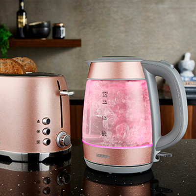 Tower Glitz 3000W 1.7L Glass Blush Pink Cordless Kettle - 5