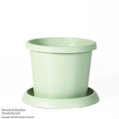 Tower Pot Garden Planter Trellis & Saucer Outdoors Pistachio Green x 1