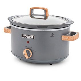 Tower Scandi 3.5 Litre Stainless Steel Slow Cooker Grey