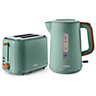 Tower Scandi Kettle and 2 Slice Toaster Set Green