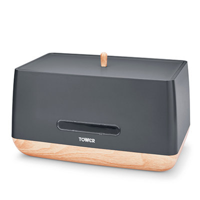 Tower Scandi T826030G Bread Bin Grey DIY at B&Q