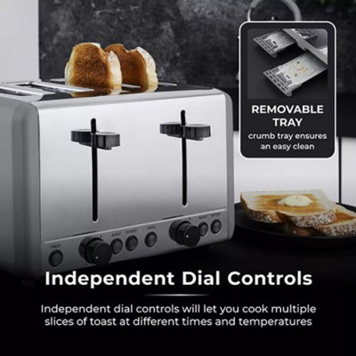Tower Sera 4 Slice Toaster Grey - 4