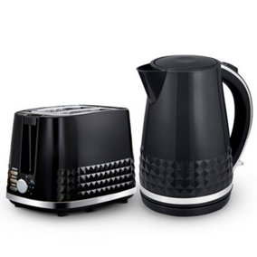 Tower Solitare Kettle and 2 Slice Toaster Set Black