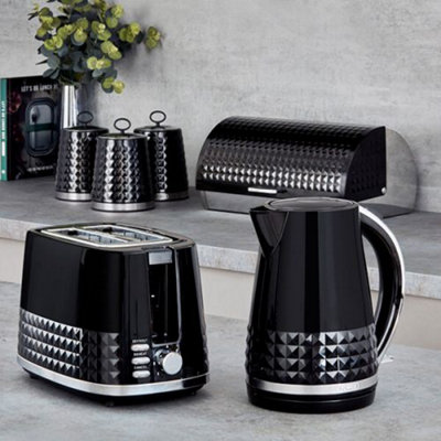 Tower Solitare Kettle and 2 Slice Toaster Set Black