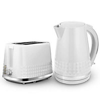 Tower Solitare Kettle and 2 Slice Toaster Set White