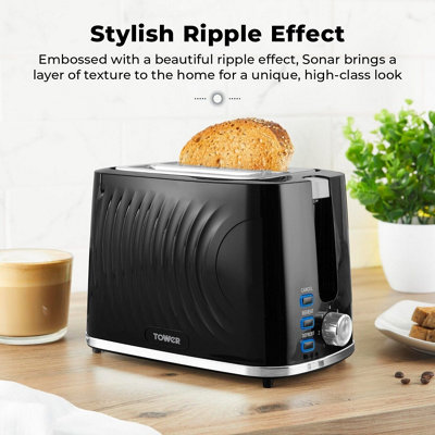 Tower Sonar White Kettle Slice Toaster and Digital Microwave