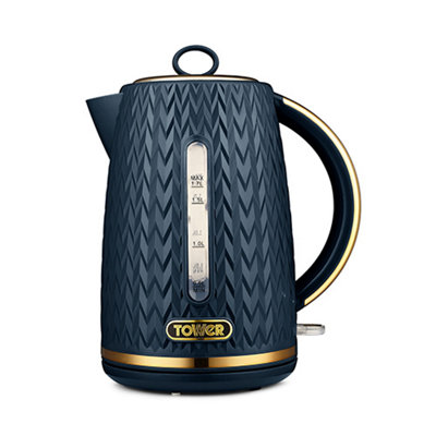 Tower T10052MNB Empire 3KW Kettle Midnight Blue Brass Accents