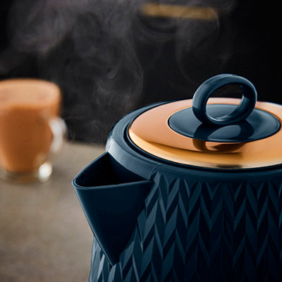 Tower T10052MNB Empire 3KW 1.7L Kettle Midnight Blue Brass Accents