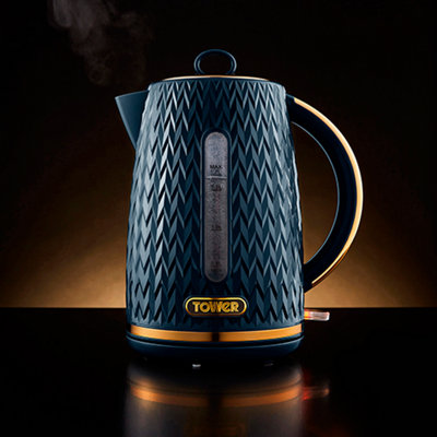Tower T10052MNB Empire 3KW 1.7L Kettle Midnight Blue Brass Accents - 5