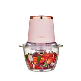 Tower T12058PNK Cavaletto 1L Glass Chopper 350W Pink and Rose Gold