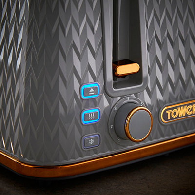 Tower T20061GRY Empire 4 Slice Toaster Grey with Brass Accents - 3