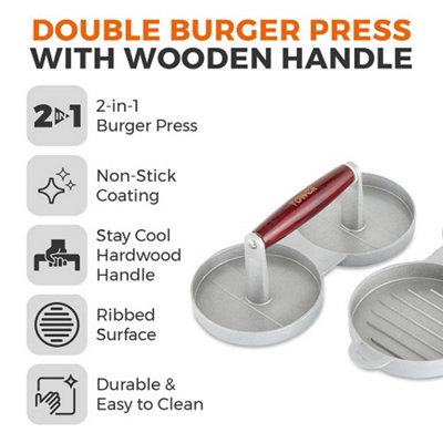 Tower T932010 Double Burger Press with Wood
