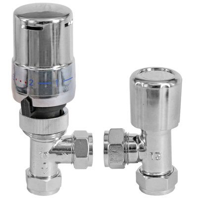 Tower Thermostatic Radiator Valve Angled TRV Rad Lockshield Chrome ...