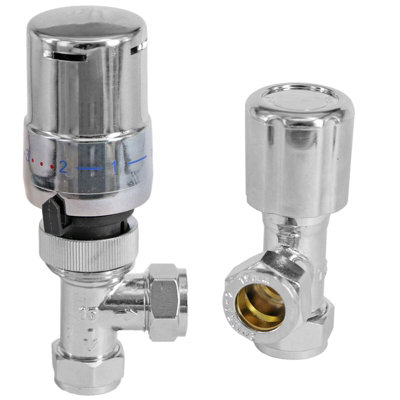 Tower Thermostatic Radiator Valve Angled TRV Rad Lockshield Chrome ...