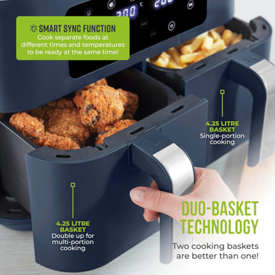 Tower Vortx 8.5L Dual Basket Air Fryer Digital, Midnight