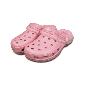 Town & Country Kids Pink Fleecy Clogs/Cloggies,Flexible and Ultra-Lightweight with Elastic EVA Material.  Kids Size 10