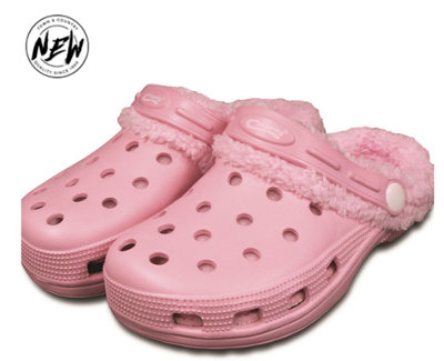 Town & Country Kids Pink Fleecy Clogs/Cloggies,Flexible and Ultra-Lightweight with Elastic EVA Material Kids Size 11