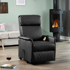 Townsend Electric Lift Assist Rise and Recline Bonded Leather Chair - Black