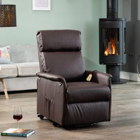 Townsend Electric Lift Assist Rise and Recline Bonded Leather Chair - Brown