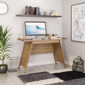 Towson Trestle Desk Beaufort Oak effect with curved desktop