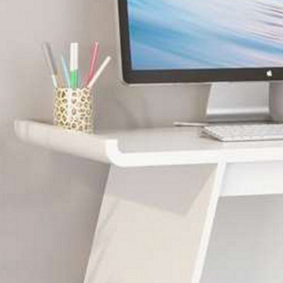 Towson Trestle Desk White with curved desktop