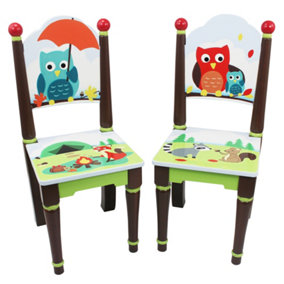 Toy Furniture Enchanted Woodland Set of 2 Chairs - L30 x W28 x H67 cm - Blue/Green