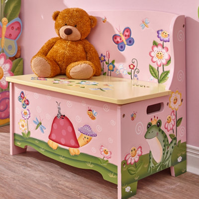 Toy Furniture Magic Garden Storage Bench - L59 x W40 x H60 cm - Pink/Green