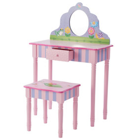 Toy Furnituremagic Garden Play Vanity Table and Stool Set - L67 x W31 x H99 cm - Pink/Green