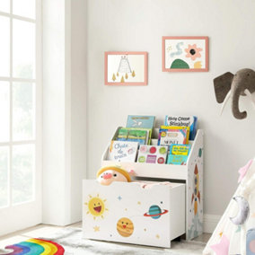 Toy Organiser, Bookshelf with 3 Shelves, Removable Storage Box with Wheels, Multipurpose, for Play Room