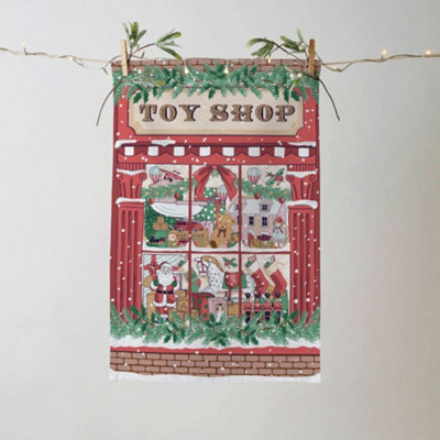 Toy Shop Festive Graphic Print 100% Cotton Tea Towel Price Comparisons | Compare The Build