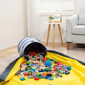 Toy Storage Basket Bin with Play Mat for Kids Playroom Toy Storage Organizer Blue