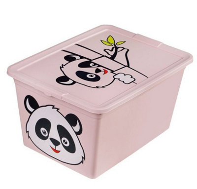 Toy Storage Box Tub Lid Kids Bedroom Organizer Pastel Cute Animal Chest ...