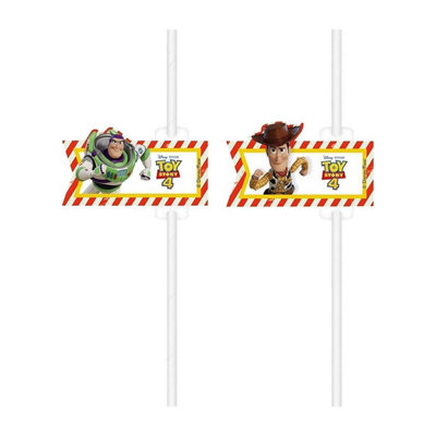 Toy Story Paper Straw (Pack of 4) White/Yellow/Red (One Size)